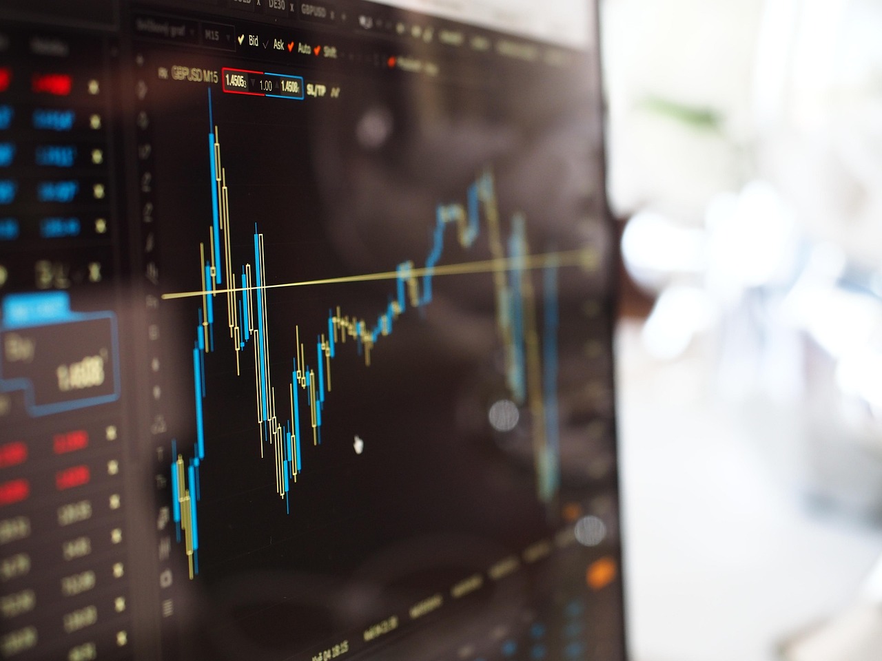 glowing stock market financial growth charts with binary code overlay