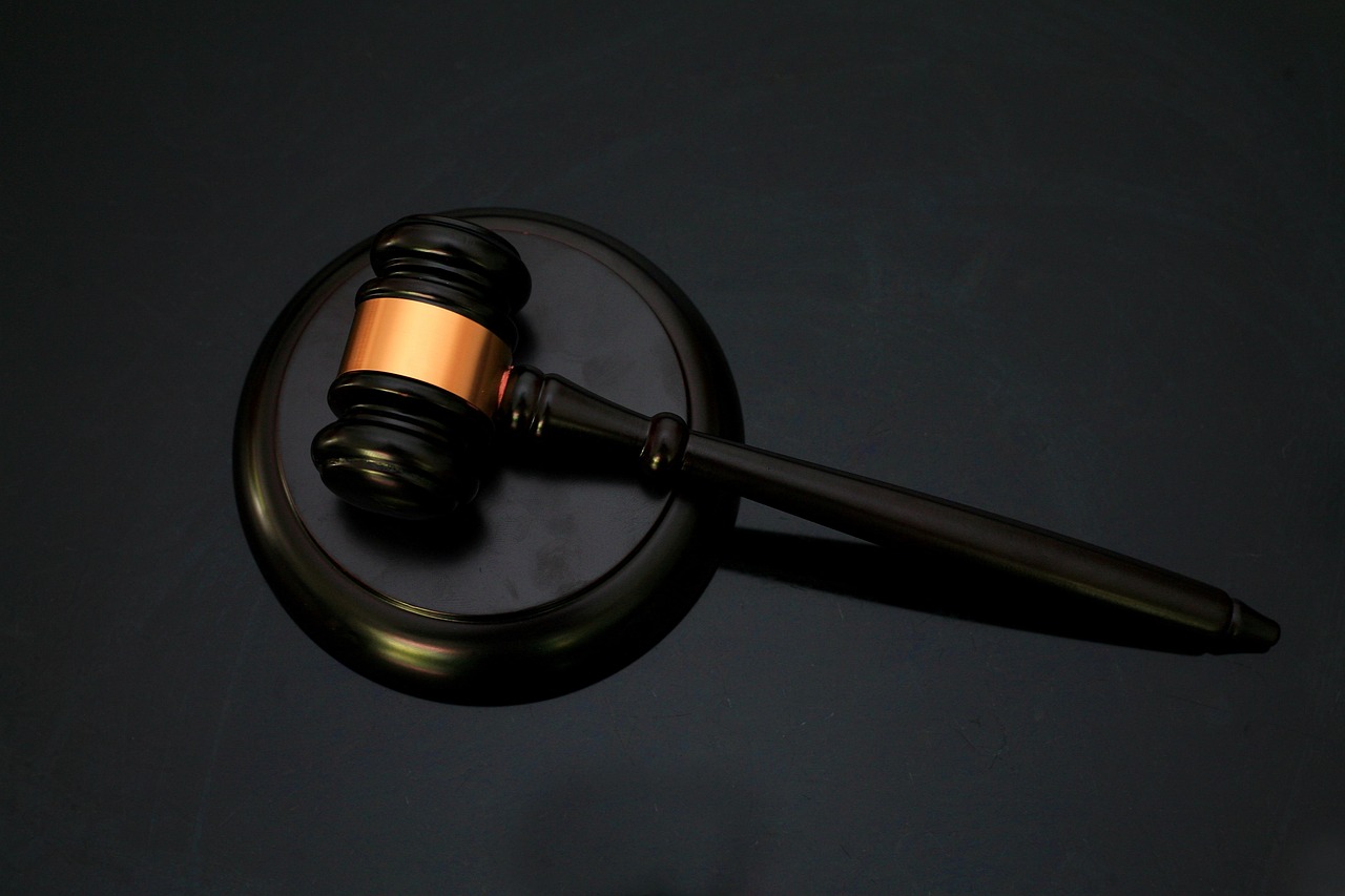 judicial gavel with digital circuit overlay