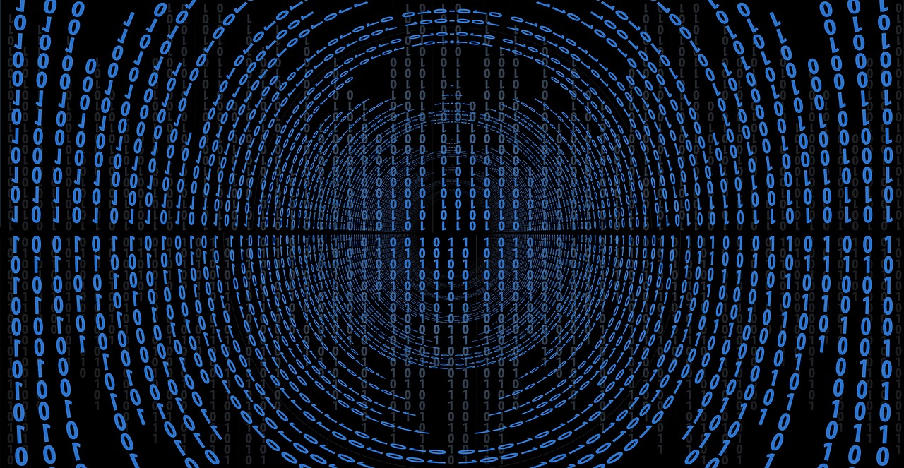 judiciary scales of justice with binary code background