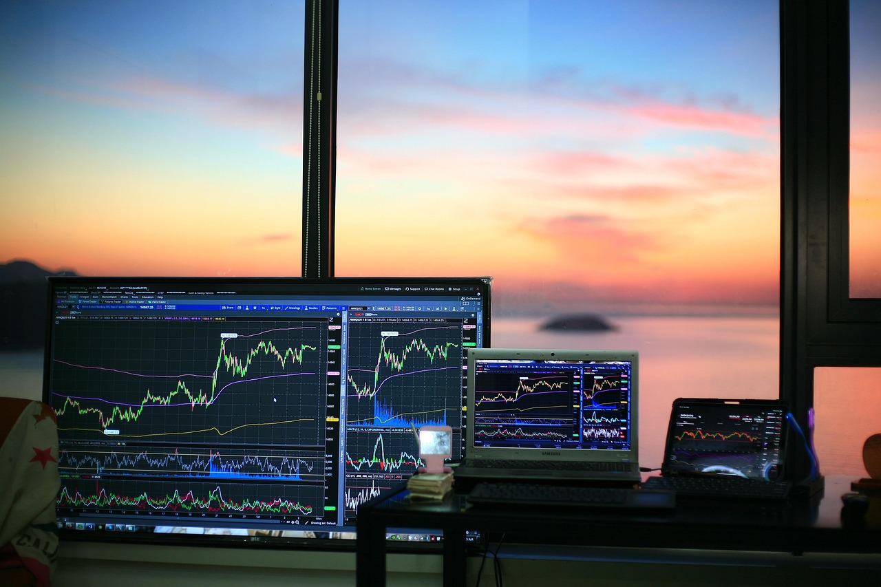 stock market trading chart with AI data visualization