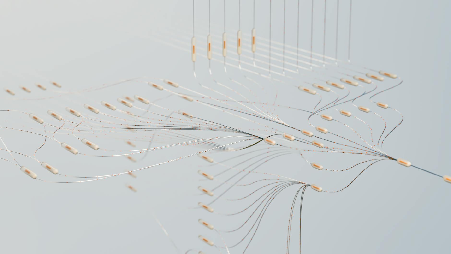 Elegant 3D visualization of neural networks showcasing abstract connections in a digital space.