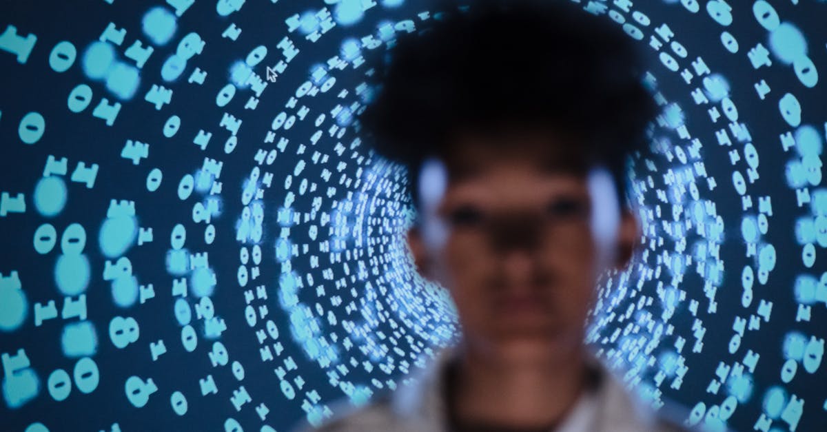 human silhouette in digital matrix of binary code