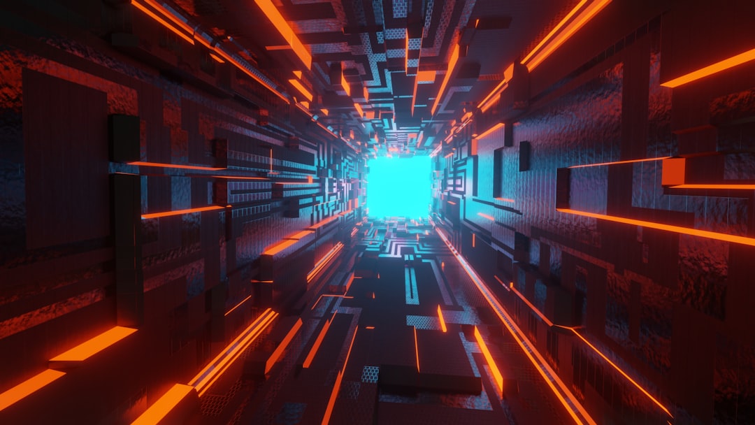 Futuristic AI crisis concept, shattered holographic stock chart dissolving into pixels, lone professional silhouette in sleek dark server room with dramatic blue ambient lighting