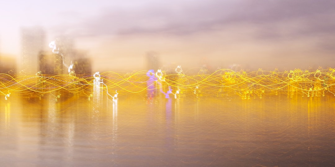 Futuristic distributed computing network visualization, glowing nodes across city skyline at dusk, holographic data streams, sleek professionals with transparent tablets, ambient cyan lighting