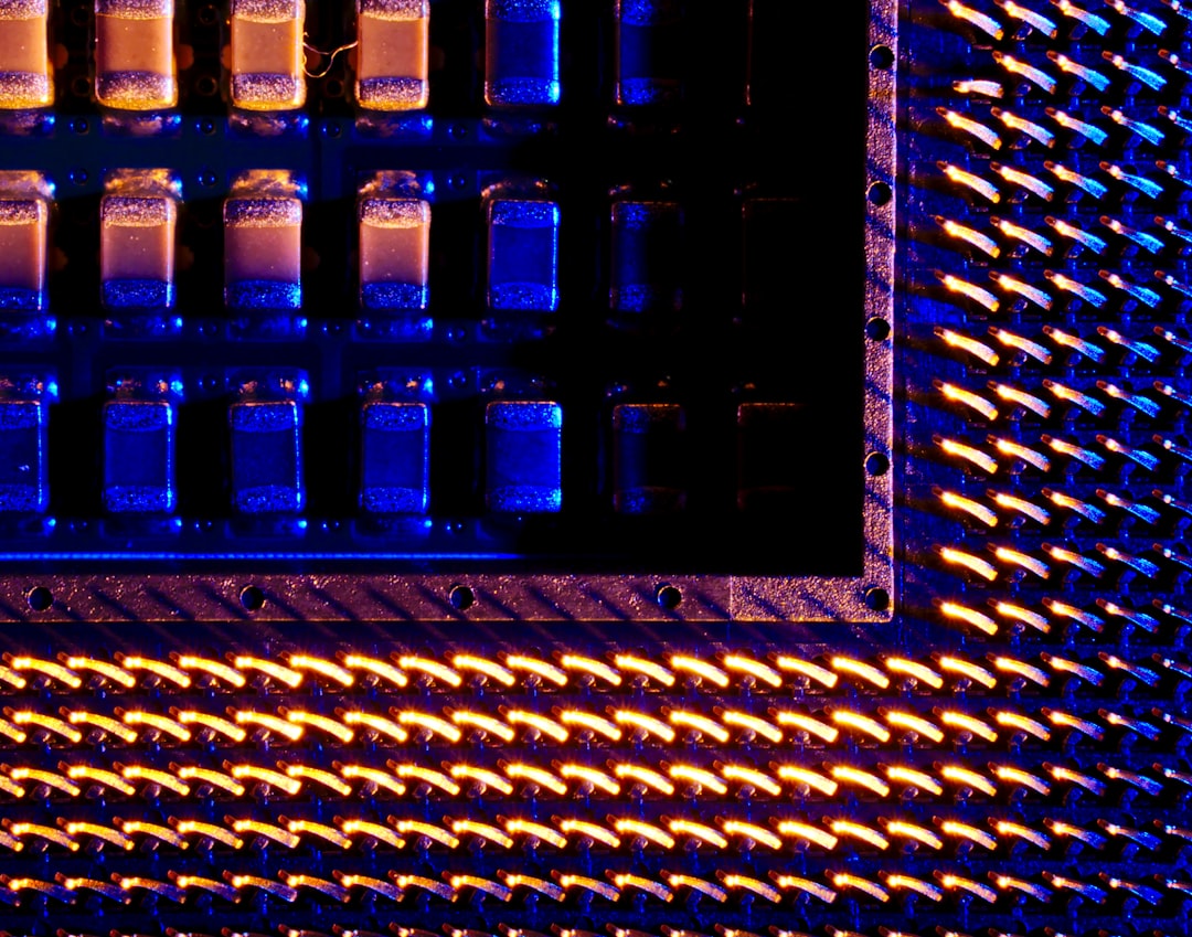 Close-up of powerful local AI microchip with glowing neural pathways, hands of diverse professional developer holding compact device, clean modern desk, soft natural window light, holographic interfac