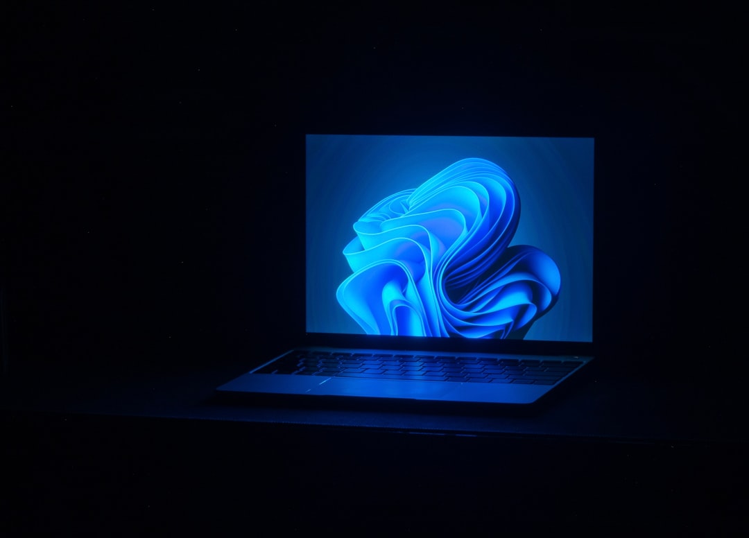 Sleek corporate boardroom with holographic Microsoft logo dissolving into data particles, lone executive silhouette, cool blue ambient lighting, futuristic minimalist aesthetic, strategic pivot concep
