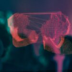 Futuristic AI governance concept, diverse professionals debating around holographic neural network display, sleek glass conference room, cool blue ambient lighting, ethical dilemma visualization