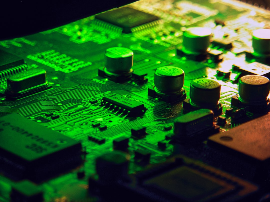 Close-up of microchip with glowing neural network pathways, server room bokeh background, professional tech aesthetic, cyan and purple ambient lighting