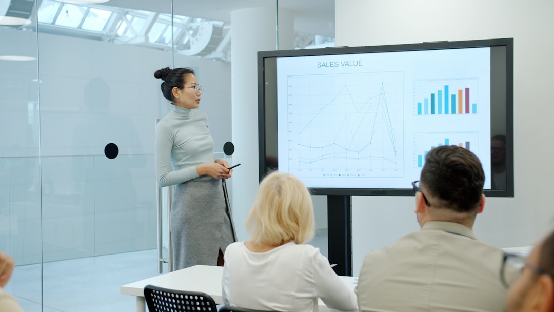 Executive silhouette facing massive holographic dashboard with real-time data streams, corporate boardroom with floor-to-ceiling windows, dramatic ambient lighting, AI-powered strategic decision visua