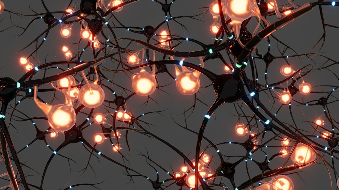 Neural network visualization glowing on multiple monitors in dark data center with professional engineer monitoring AI rainfall prediction models