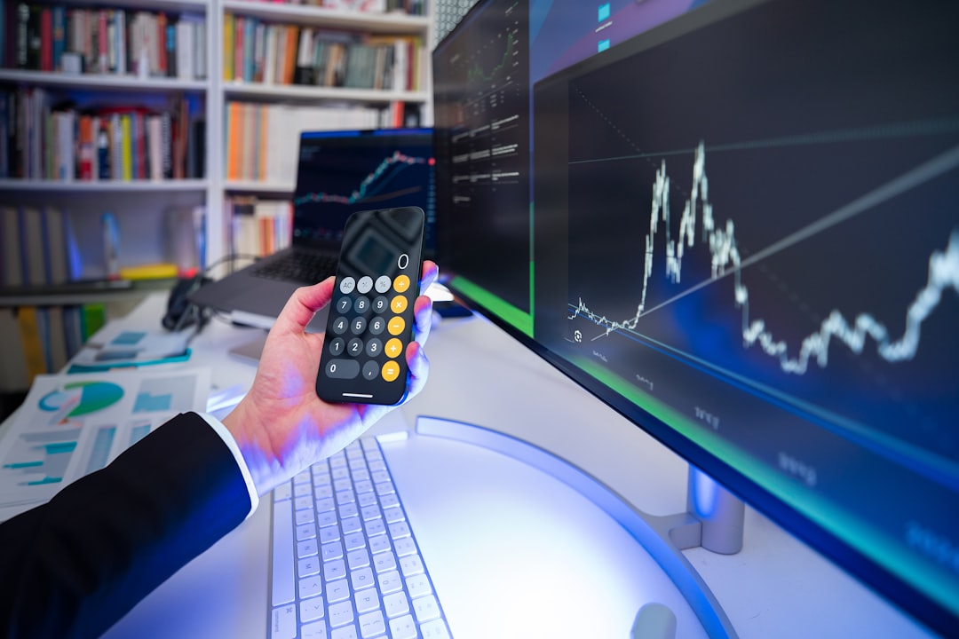 Professional investor analyzing holographic growth charts in clean modern office, split-screen showing scalable server farm and struggling startup workspace, cool teal and gold lighting