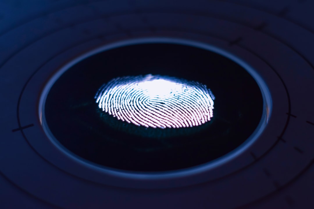 Advanced biometric authentication interface, professional hand scanning holographic AI access portal, sleek glass office environment, ambient purple and cyan lighting, multi-factor security concept, c