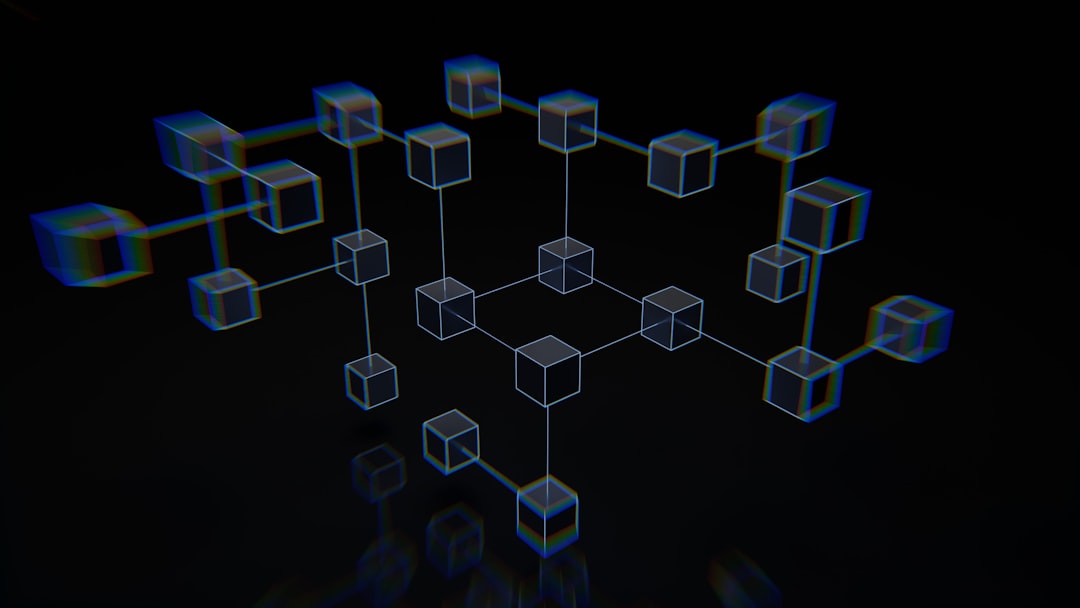 Futuristic corporate AI network visualization showing interconnected holographic nodes in sleek dark data center with ambient blue lighting and diverse professionals collaborating