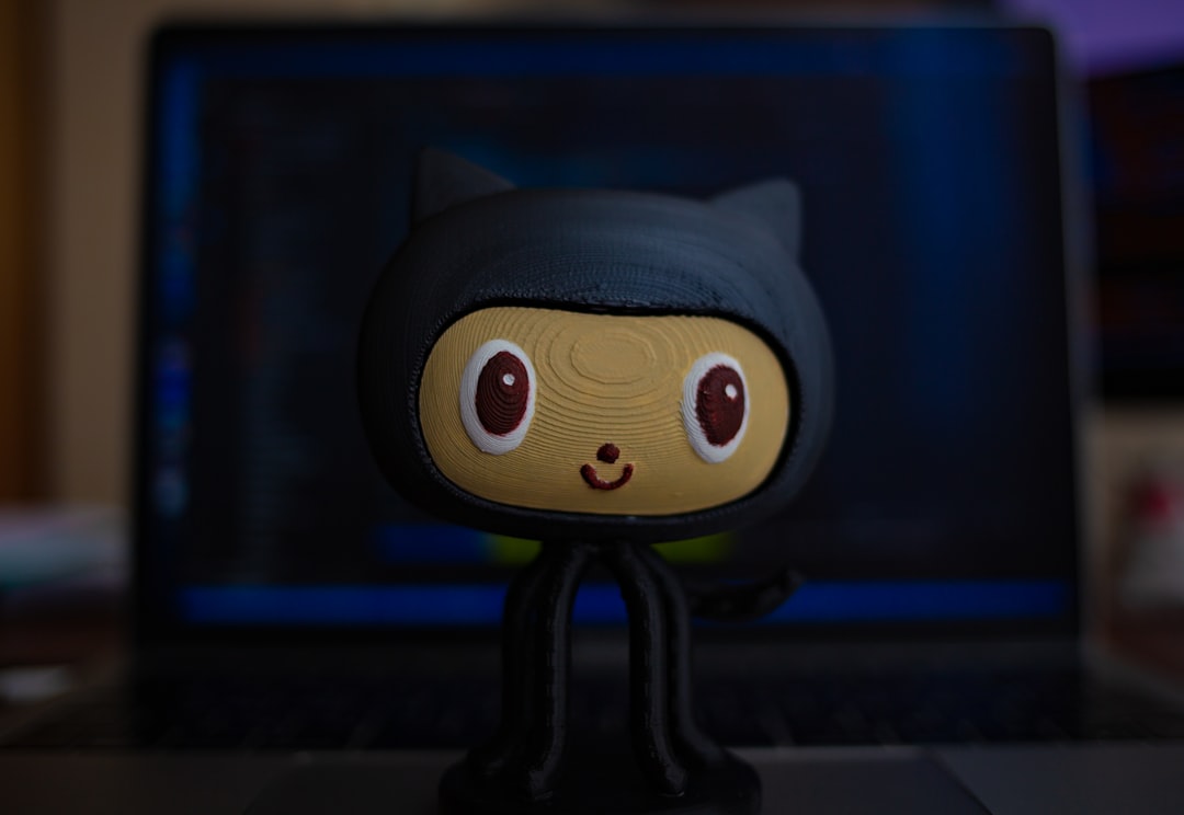 Close-up of shocked developer hands frozen over keyboard in sleek dark office, holographic GitHub logo glitching on ultrawide monitor, cool blue ambient lighting, cinematic tech aesthetic