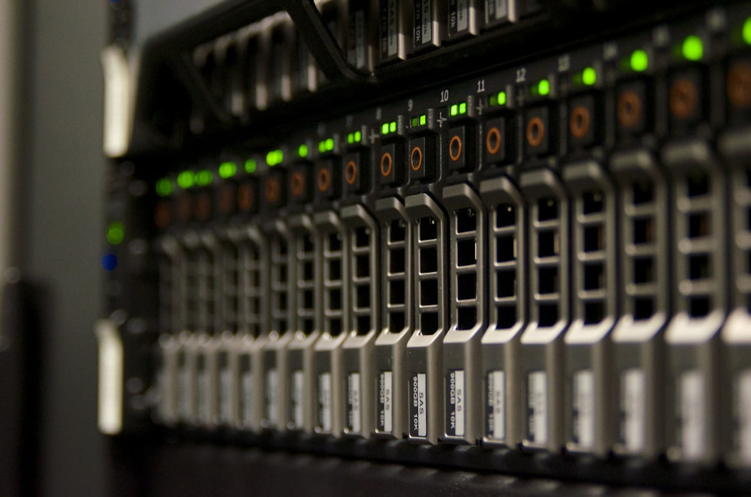 Wide angle of clean server room corridor with professional engineer inspecting racks, green LED glow, holographic data visualization floating, sleek modern infrastructure, cool ambient lighting, techn