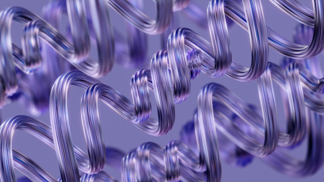 abstract neural network visualization with flowing peptide molecular structures, generative AI algorithm at work, deep purple and cyan bioluminescent colors, data streams, clean dark background, scien