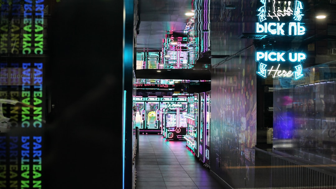 Sleek futuristic retail store merging with data center, holographic mango display, ambient blue neon lighting, professional shopper silhouette, neural network overlay, clean modern architecture