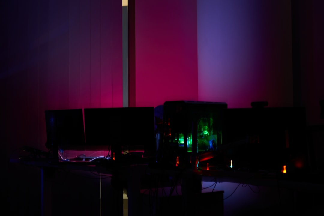 Massive GPU server room with dramatic ambient lighting, rows of blinking server racks, single technician monitoring hidden infrastructure costs on holographic dashboard, cool blue-green tones, cinemat
