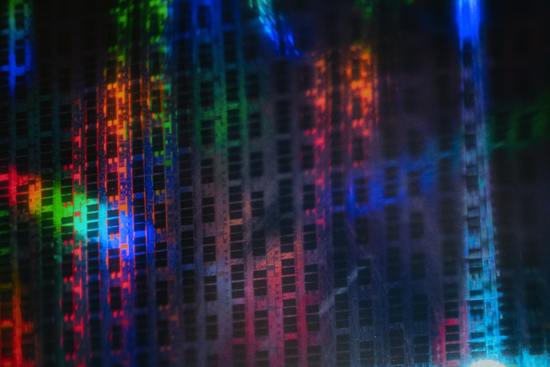 Close-up of glowing neural network visualization on transparent display, microchip detail in foreground, data center bokeh, cool cyan and warm gold lighting, technical analysis dashboard aesthetic