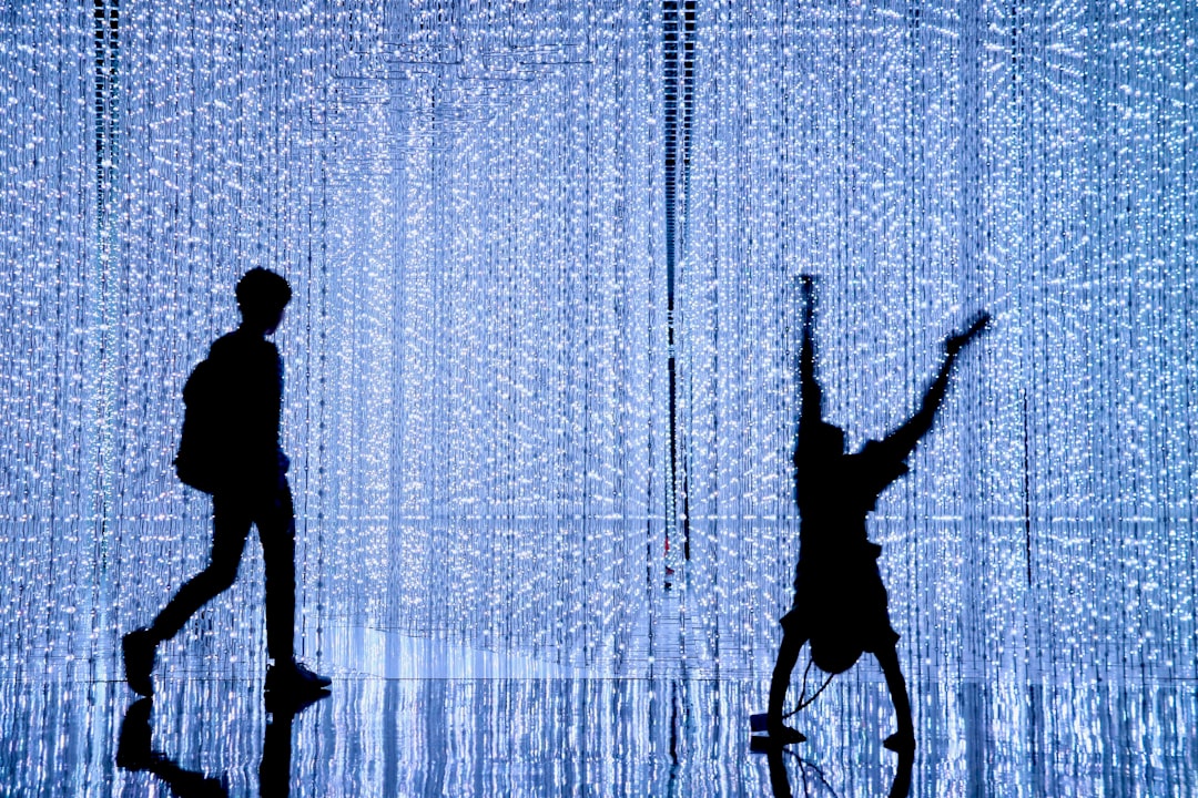 Abstract microtargeting visualization with personalized data streams converging on individual human silhouette, holographic social media icons floating, neural network pathways in vibrant colors, clea