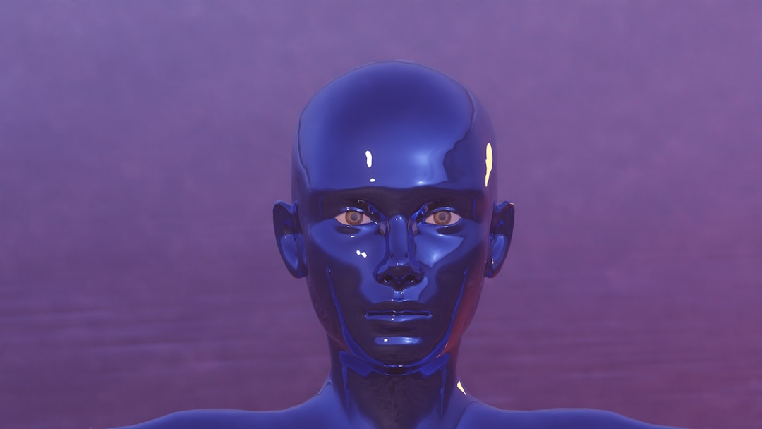 Human-robot collaboration at sleek glass desk, AI agent interface with autonomous workflow visualization, ambient purple and cyan lighting, professional coding environment, multiple screens showing mu