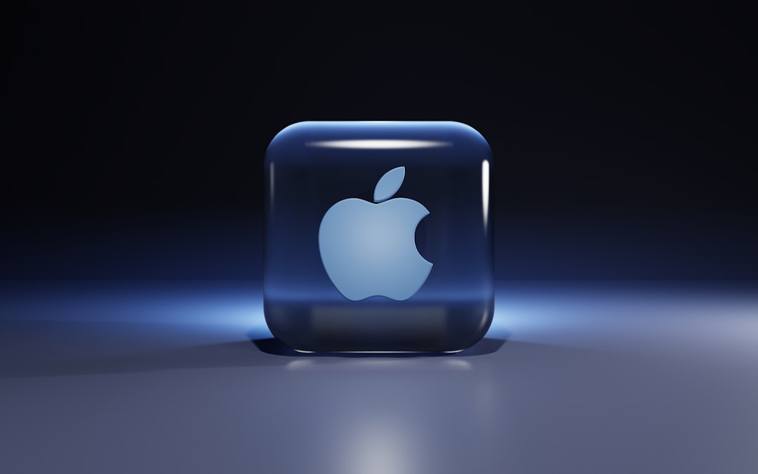 Close-up macro of Apple silicon microchip with neural network visualization glowing above, data streams flowing through circuit pathways, ambient cyan and purple lighting, server room bokeh background
