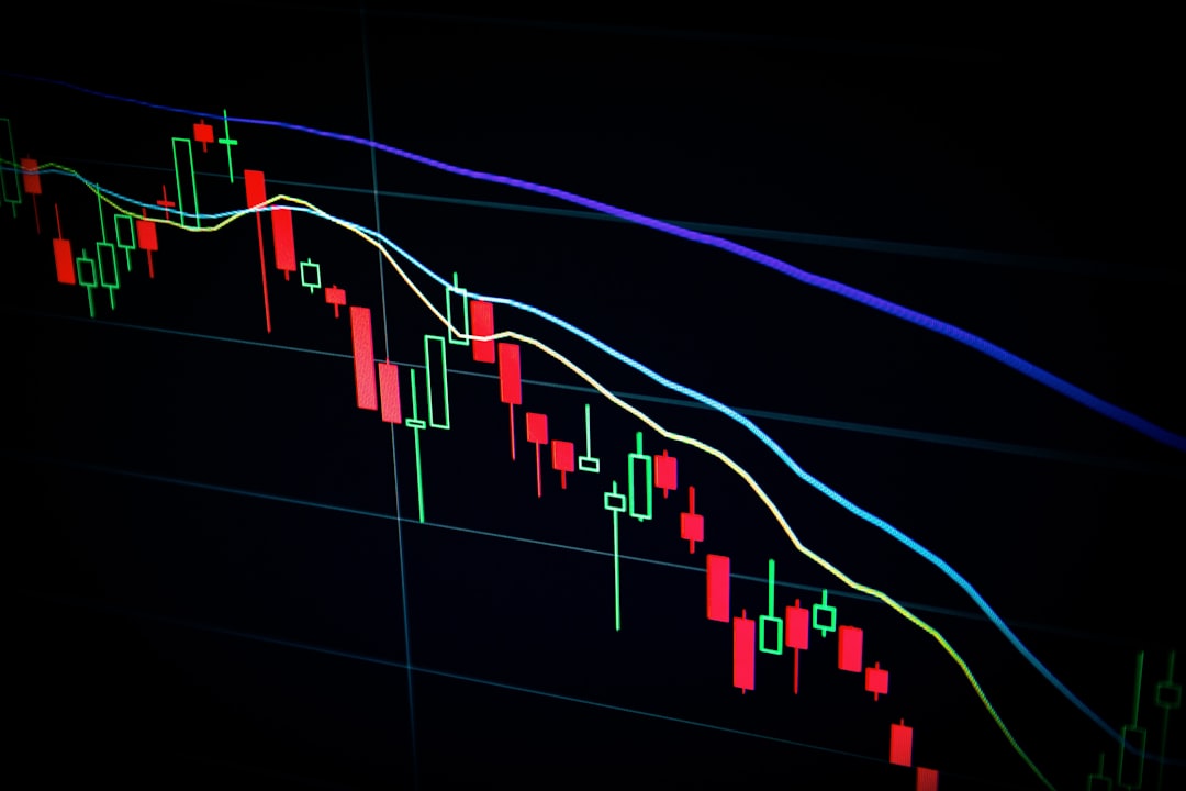 Sleek holographic stock chart crashing downward, professional woman in clean modern office watching neural network visualization dissolve, cool blue and red lighting, financial loss concept, MIT Tech 
