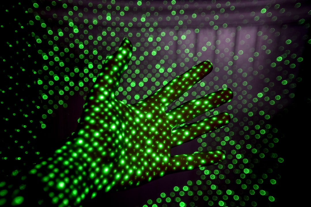 Futuristic holographic AI interface with human hand reaching toward glowing neural network, sleek dark data center background, cool blue ambient lighting, concept of superficial control