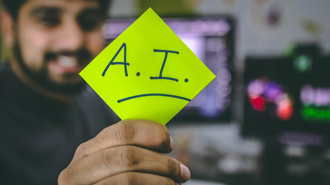 Professional examining holographic algorithm decision tree with transparent data layers in futuristic clean office, cool ambient lighting, AI ethics concept, sleek technology visualization, human over