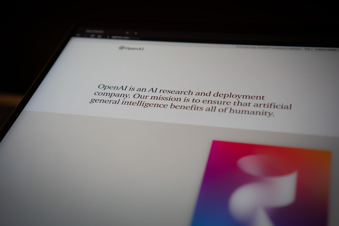 OpenAI super app holographic interface floating above clean modern office, diverse professionals collaborating, neural network visualization, sleek white and electric blue ambient lighting